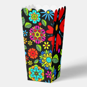 Neon Colors On Black Retro Floral Seamless Pattern Favor Boxes