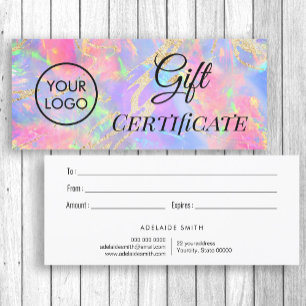 neon colors opal logo gift certificate