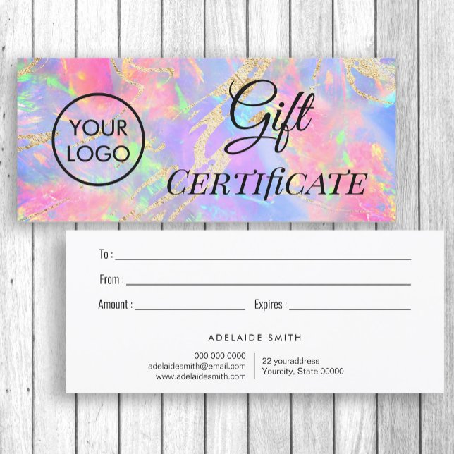 neon colors opal logo gift certificate (Creator Uploaded)