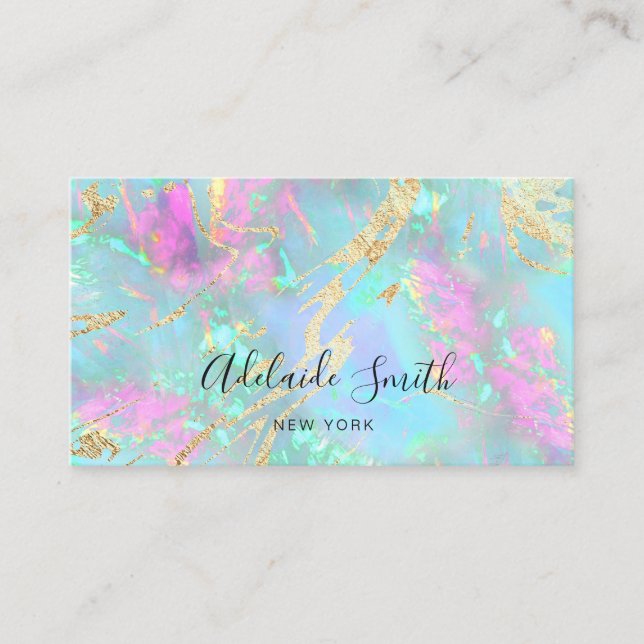 neon colors pastel opal texture business card (Front)