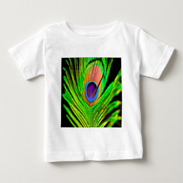 Neon Colors Peacock Feather Baby T-Shirt (Front)