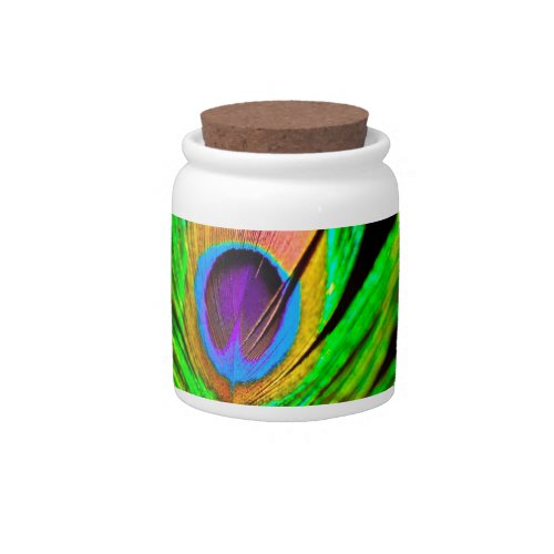 Neon Colors Peacock Feather Candy Jar