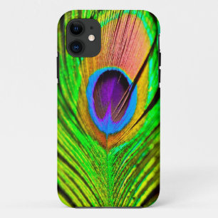 Neon Colors Peacock Feather iPhone 11 Case
