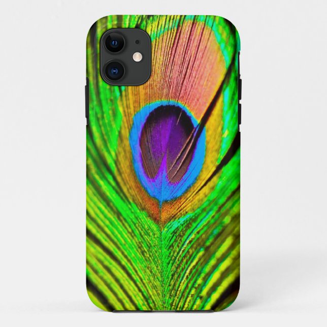 Neon Colors Peacock Feather Case-Mate iPhone Case (Back)