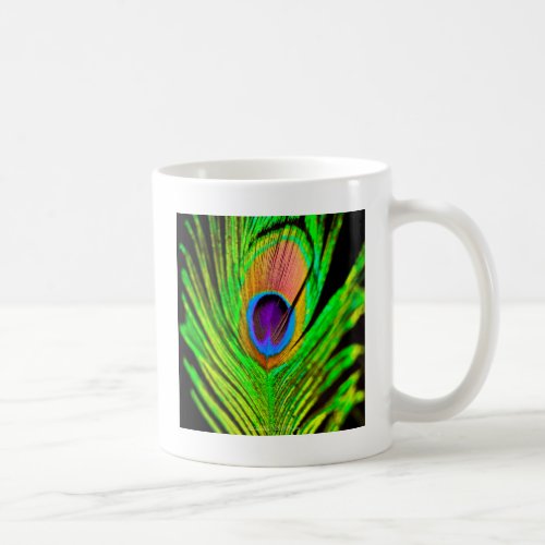Neon Colors Peacock Feather Coffee Mug