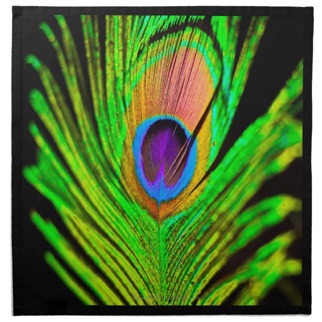 Neon Colors Peacock Feather Napkin (Front)