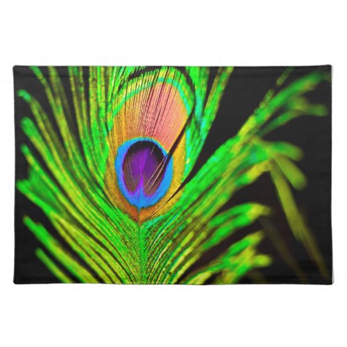 Neon Colors Peacock Feather Placemat