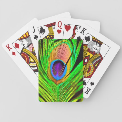 Neon Colors Peacock Feather Playing Cards