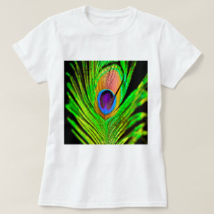 Neon Colors Peacock Feather T-Shirt