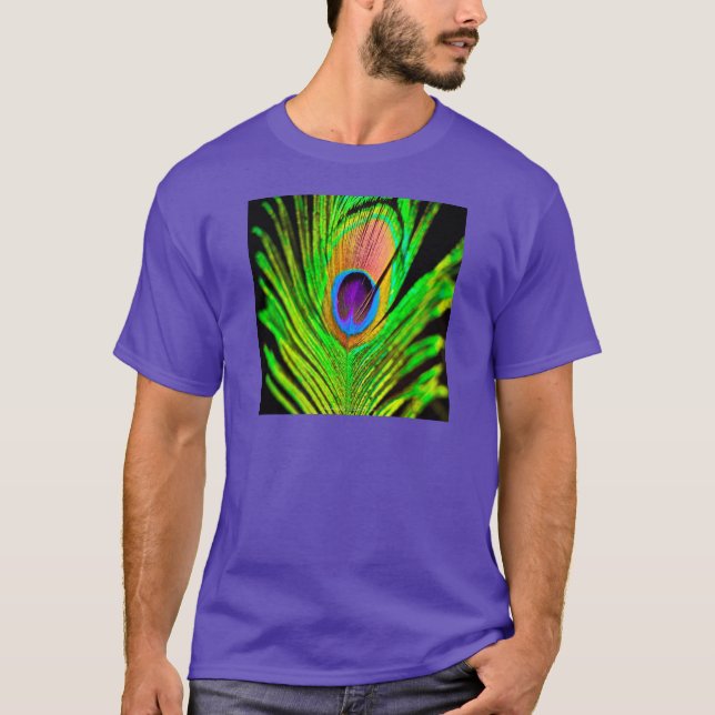 Neon Colors Peacock Feather T-Shirt (Front)