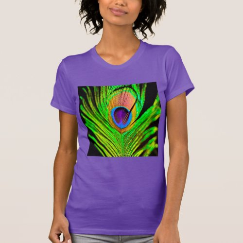 Neon Colors Peacock Feather T_Shirt