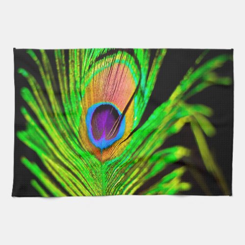 Neon Colors Peacock Feather Towel