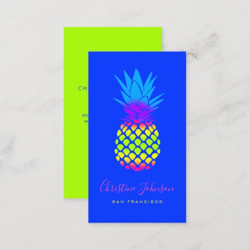neon colors pineapple business card