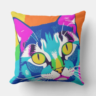 Neon colors, pop art vibes, bold and young  throw pillow