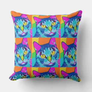 Neon colors, pop art vibes, bold and young throw pillow
