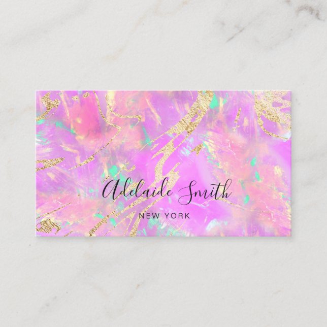 neon colors purple opal texture business card (Front)