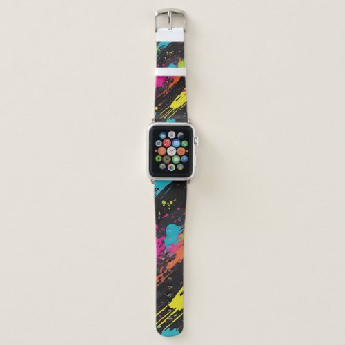 Neon Colors Retro Paint Splatter Apple Watch Band
