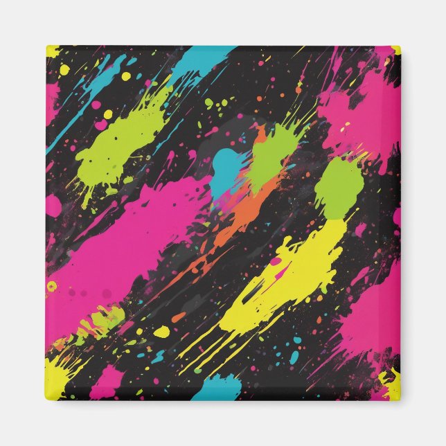 Neon Colors Retro Paint Splatter Magnet (Front)
