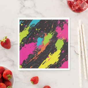 Neon Colors Retro Paint Splatter Napkins