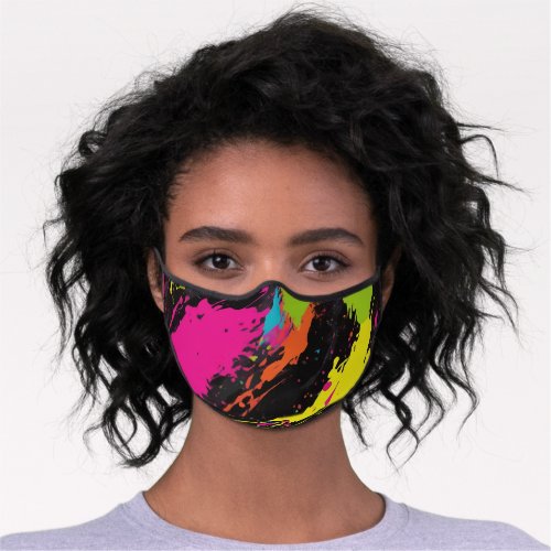 Neon Colors Retro Paint Splatter Premium Face Mask