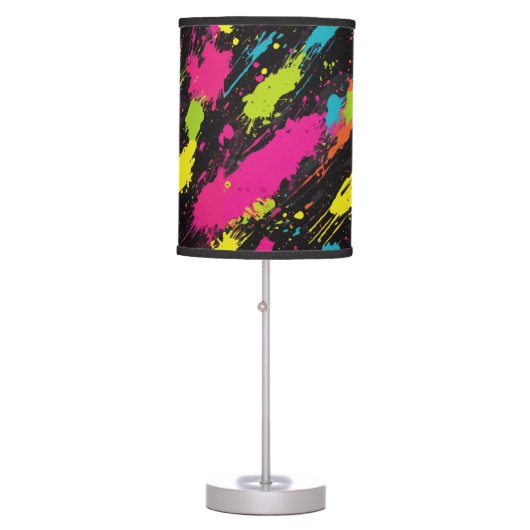 Neon Colors Retro Paint Splatter Table Lamp (Front)