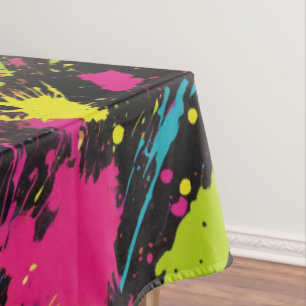 Neon Colors Retro Paint Splatter Tablecloth