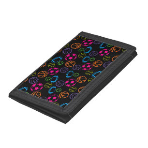 Neon colors sports pattern tri-fold wallet