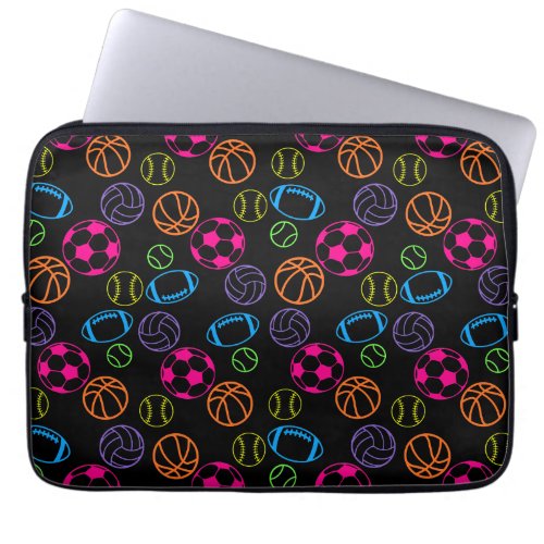 Neon colors sports pattern trifold wallet laptop sleeve