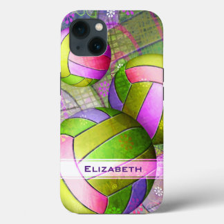 neon colors sporty girls' volleyball iPhone 13 case