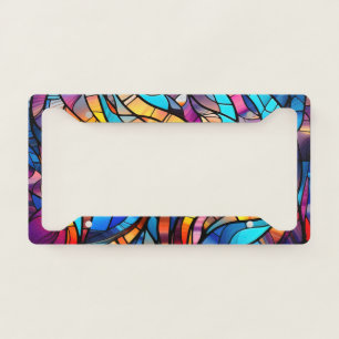 Neon Colors Stained Glass License Plate Frame
