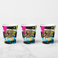 Neon Colors Two Legit 2 Quit Birthday Paper Cups