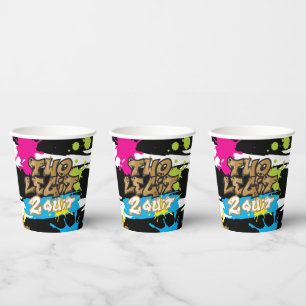 Neon Colors Two Legit 2 Quit Birthday Paper Cups