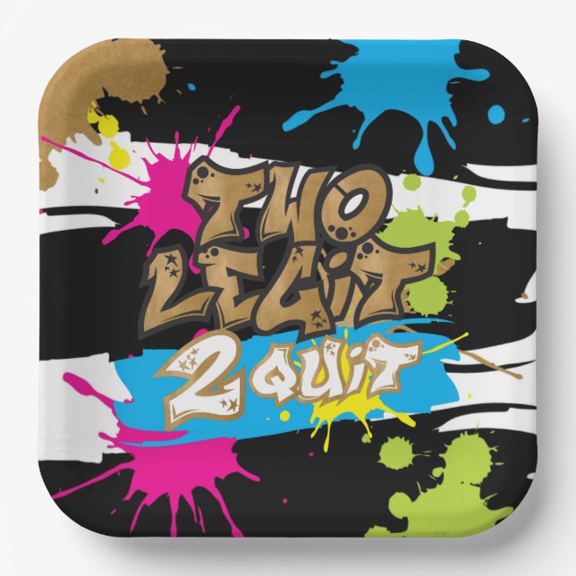 Neon Colors Two Legit 2 Quit Birthday Paper Plates (Front)