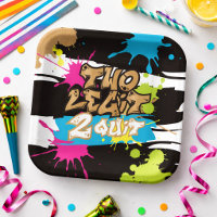 Neon Colors Two Legit 2 Quit Birthday Paper Plates