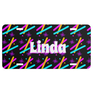 Neon Confetti Name Black   License Plate