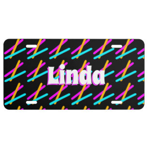 Neon Confetti Sprinkles Name Black    License Plate