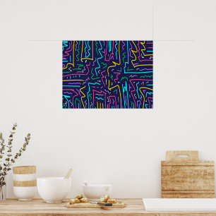 Neon Contrast Space Art Poster