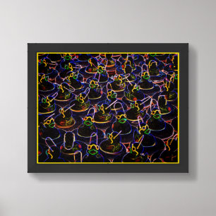 Neon Cool Rubber Ducks Abstract Framed Art