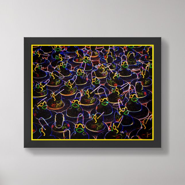 Neon Cool Rubber Ducks Abstract Framed Art (Framed Front)