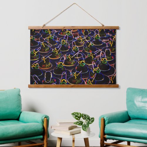 Neon Cool Rubber Ducks With Shades Abstract Hanging Tapestry