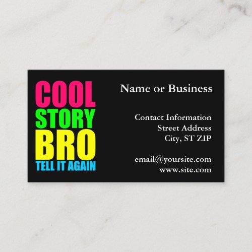 Neon Cool Story Bro Business Card