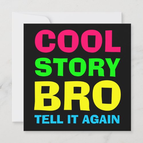Neon Cool Story Bro Invitation