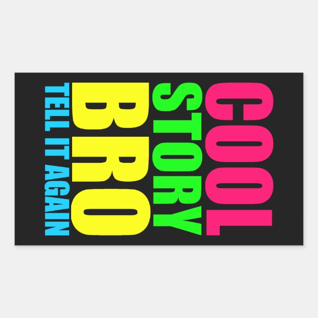 Neon Cool Story Bro Rectangular Sticker (Front)