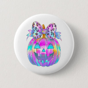 Neon Coquette Halloween Pumpkin Button