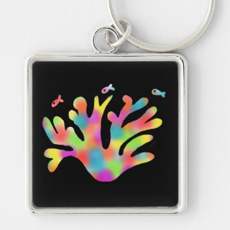 Neon coral  keychain