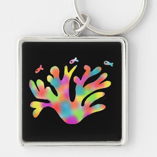 Neon coral  keychain (Front)