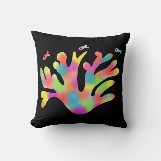 Neon coral  throw pillow (Front)