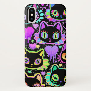 Neon Cosmic Cats iPhone Case – Colorful Glow-in-th