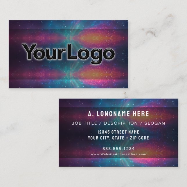 Neon Cosmic Galaxy Reiki Healer Company Logo  Business Card (Front/Back)
