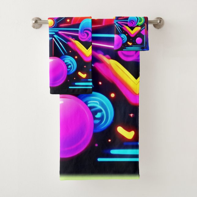 Neon Cosmic Kaleidoscope Bath Towel Set (Insitu)
